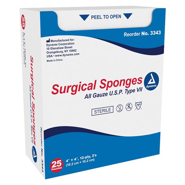 100% Cotton Surgical Gauze Sponge 4x4" 12 Ply Sterile LF