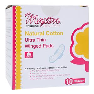 Sanitary Pad Natural Cotton Ultra Thin Regular Winged White Disposable 10x12/Ca