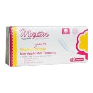 Tampon Organic Cotton Regular Non Applicator White Disposable 16x12/Ca