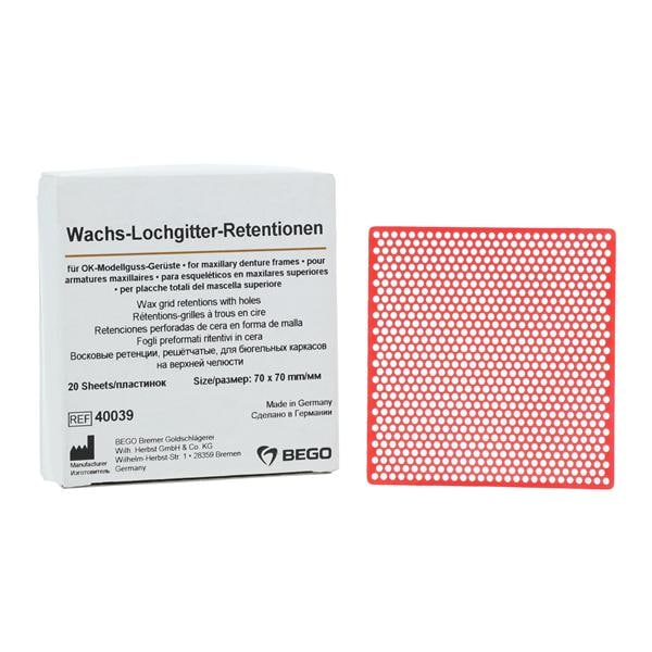 Wax Patterns Grid Retention Upper Jaw 20/Shts