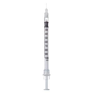 InviroSnap Insulin Syringe/Needle 28gx1/2" 1cc Orange Safety LDS 100/Bx