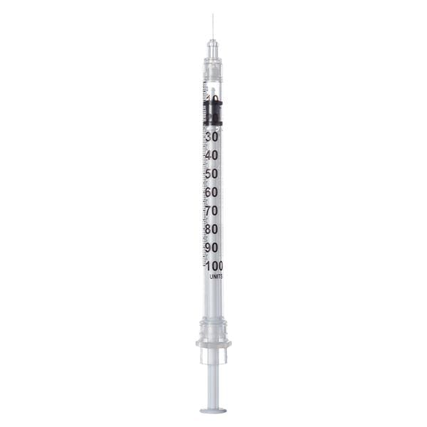 InviroSnap Insulin Syringe/Needle 28gx1/2" 1cc Orange Safety LDS 100/Bx