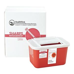 Sharps Management Mailer System 1gal Red/White 10-1/2x7x6" Closing Lid Plstc Ea