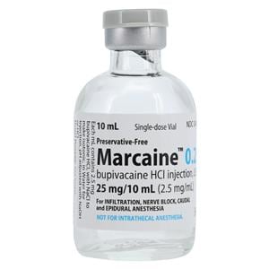 Marcaine Injection 0.25% Preservative Free SDV 10mL 10/Bx, 10 BX/CA