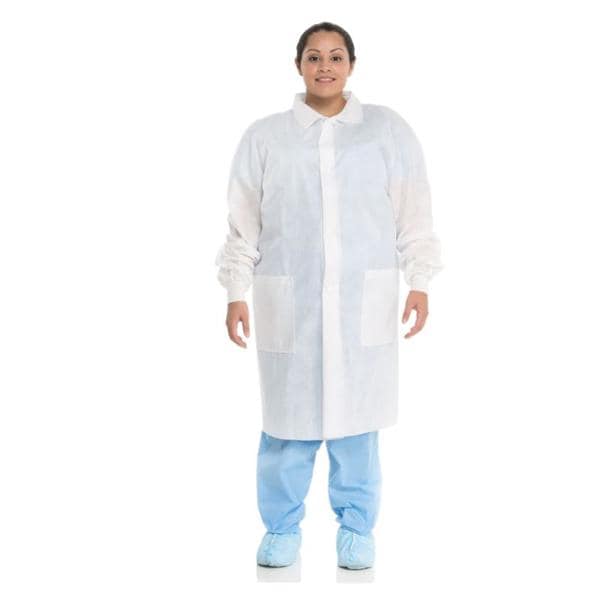 Basic Lab Coat 3 Layer SMS 2X Large White 25/Ca