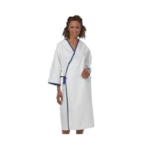 Patient Gown Adult One Size White / Blue Ea