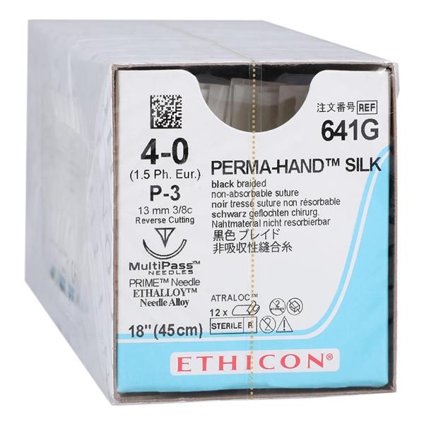 Perma-Hand Suture 4-0 18" Silk Braid P-3 Black 12/Bx