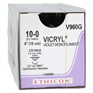 Vicryl Suture 10-0 4" Polyglactin 910 Braid CS140-6 Violet 12/Bx