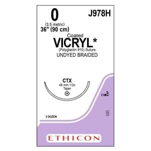 Vicryl Suture 0 36" Polyglactin 910 Braid CTX Undyed 36/Bx