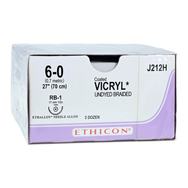 Vicryl Suture 6-0 27" Polyglactin 910 Braid RB-1 Undyed 36/Bx