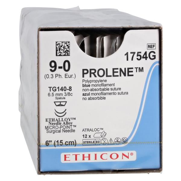 Prolene Suture 9-0 6" Polypropylene Monofilament TG140-8/TG140-8 Blue 12/Bx