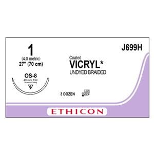 Vicryl Suture 1 1x27" Polyglactin 910 Braid OS-8 Undyed 36/Bx