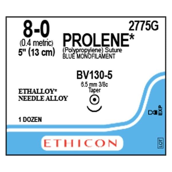 Prolene Suture 8-0 5" Polypropylene Monofilament BV130-5/BV130-5 Blue 12/Bx