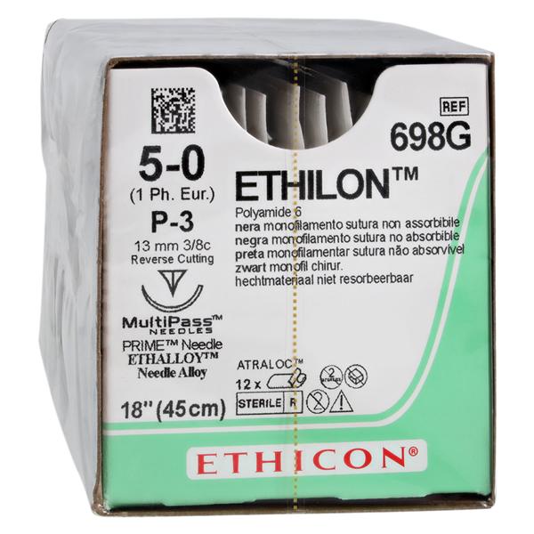 Ethilon Suture 5-0 18" Nylon Monofilament P-3 Black 12/Bx