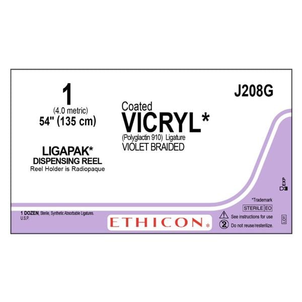 Vicryl Suture 1 54" Polyglactin 910 Braid Violet 12/Bx