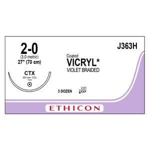 Vicryl Suture 2-0 27" Polyglactin 910 Braid CTX Violet 36/bx