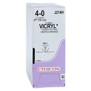 Vicryl Suture 4-0 27" Polyglactin 910 Braid RB-1 Undyed 36/Bx