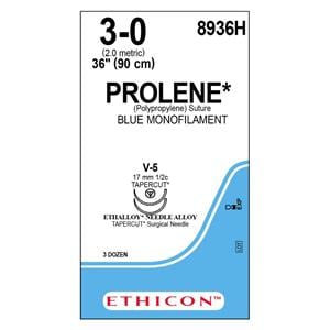 Prolene Suture 3-0 36" Polypropylene Monofilament V-5/V-5 Blue 36/Bx