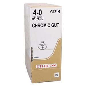 Ethicon Suture 4-0 27" Chromic Gut Monofilament SH Brown 36/Bx