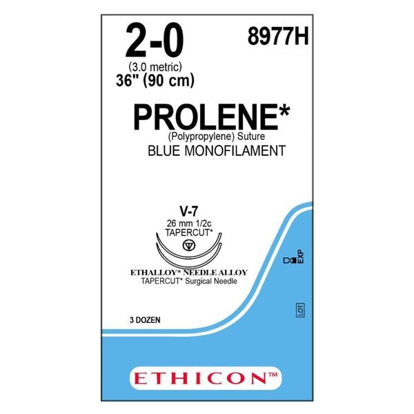 Prolene Suture 2-0 36" Polypropylene Monofilament V-7/V-7 Blue 36/Bx