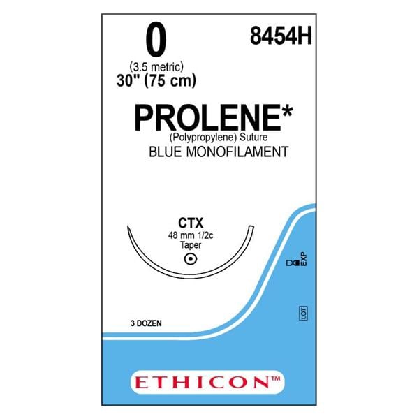 Prolene Suture 0 30" Polypropylene Monofilament CTX Blue 36/Bx