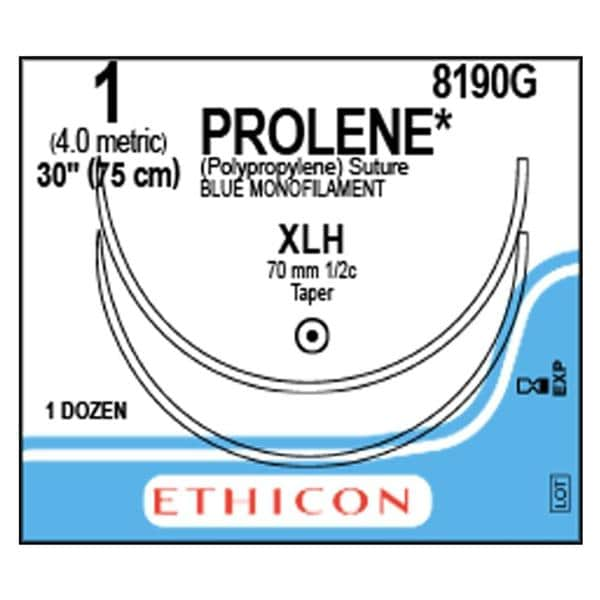 Prolene Suture 1 30" Polypropylene Monofilament XLH/XLH Blue 12/Bx