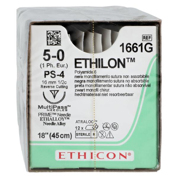 Ethilon Suture 5-0 18" Nylon Monofilament PS-4 Black 12/Bx