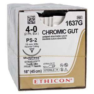 _ Suture 4-0 18" Chromic Gut Monofilament PS-2 Brown 12/Bx