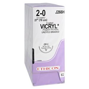 Vicryl Suture 2-0 27" Polyglactin 910 Braid CP-1 Undyed 36/Bx