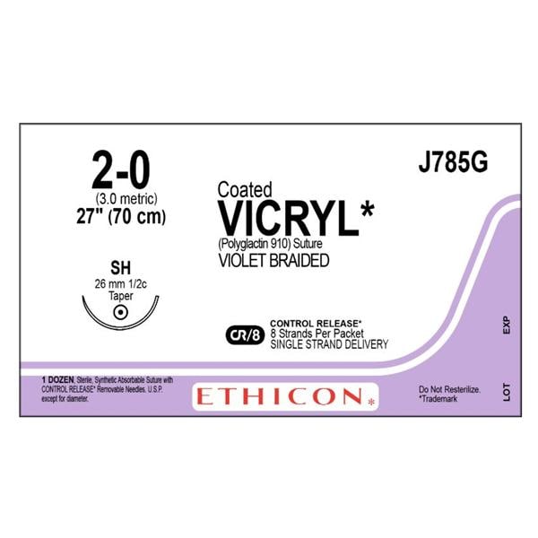 Vicryl Suture 2-0 8-27" Polyglactin 910 Braid SH Violet 12/Bx