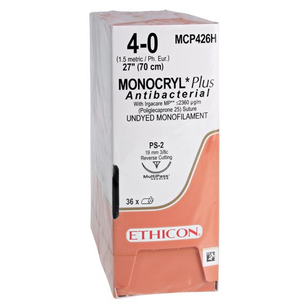 Monocryl Plus Suture 4-0 27" Triclosan/Polyglecaprone 25 Mnflmnt PS2 Undyd 36/Bx