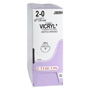 Vicryl Suture 2-0 27" Polyglactin 910 Braid CP-2 Undyed 36/Bx