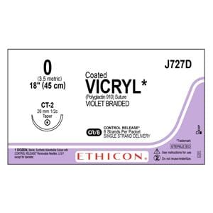 Vicryl Suture 0 8-18" Polyglactin 910 Braid CT-2 Violet 12/Bx