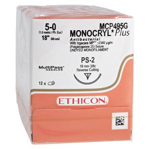 Monocryl Plus Suture 5-0 18" Triclosan/Polyglecaprone 25 Mnflmnt PS2 Undyd 12/Bx