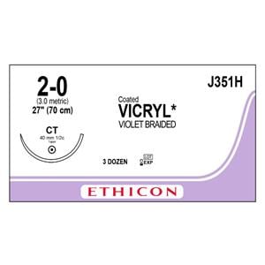 Vicryl Suture 2-0 1x27" Polyglactin 910 Braid CT Violet 36/Bx