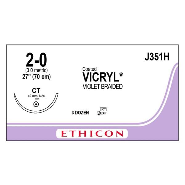 Vicryl Suture 2-0 1x27" Polyglactin 910 Braid CT Violet 36/Bx