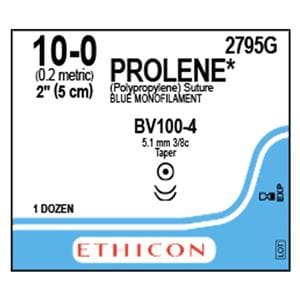 Prolene Suture 10-0 2" Polypropylene Monofilament BV100-4 Blue 12/Bx