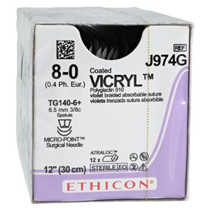 Vicryl Suture 8-0 12" Polyglactin 910 Braid TG140-6/TG140-6 Violet 12/Bx