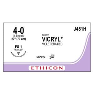 Vicryl Suture 4-0 27" Polyglactin 910 Braid FS-1 Violet 36/Bx