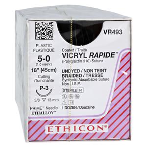 Vicryl Rapide Suture 5-0 18" Polyglactin 910 Braid P-3 Undyed 12/Bx