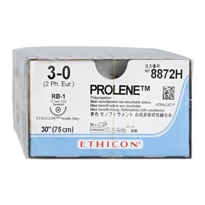 Prolene Suture 3-0 30" Polypropylene Monofilament RB-1 Blue 36/Bx