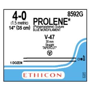 Prolene Suture 4-0 14" Polypropylene Monofilament V-47/V-47 Blue 12/Bx