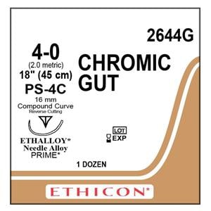 _ Suture 4-0 18" Chromic Gut Monofilament PS-4C Brown 12/Bx