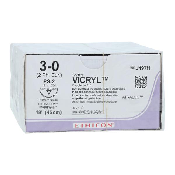 Vicryl Suture 3-0 18" Polyglactin 910 Braid PS-2 Undyed 36/Bx