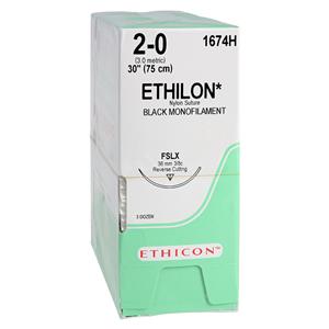 Ethilon Suture 2-0 30" Nylon Monofilament FSLX Black 36/Bx