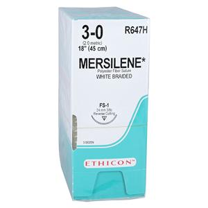 Mersilene Suture 3-0 18" Polyester Braid FS-1 White 36/Bx