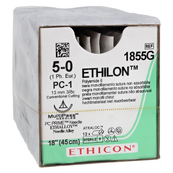 Ethilon Suture 5-0 18" Nylon Monofilament PC-1 Black 12/Bx