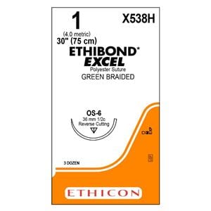 Ethibond Excel Suture 1 30" Polyester Braid OS-6 Green 36/Bx