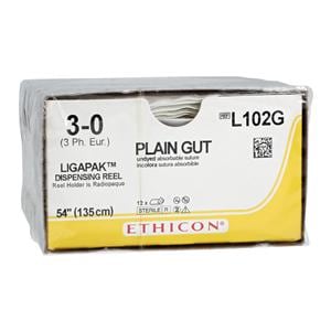 Ligapak Surgical Suture 3-0 54" Plain Gut Monofilament Yellowish Tan 12/Bx