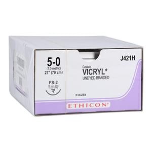 Vicryl Suture 5-0 27" Polyglactin 910 Braid FS-2 Undyed 36/Bx